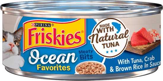 Friskies Ocean Favorites Meaty Bits With Tuna, Crab & Brown Rice In Sauce